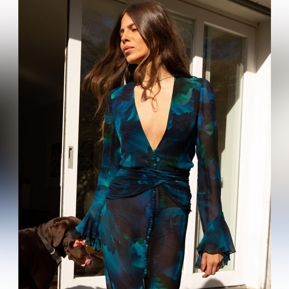 Rat & boa Fiorella dress Small blue chiffon maxi - Picture 7 of 7